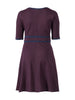 Contrast Trim Purple Fit-And-Flare Dress