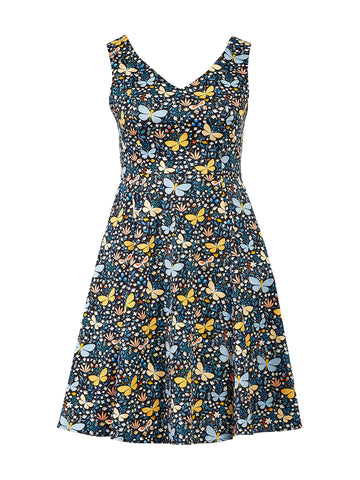 Butterfly Print Fit-And-Flare Dress