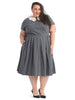 Scallop Collar Gray Fit-And-Flare Dress