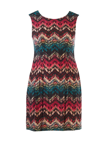 Multi-Colored Geometric Knit Dress