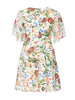Chiffon Flounce Sleeve Floral Fit-and-Flare Dress