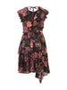 Sunset Floral Print Crepe Fit-and-Flare Dress