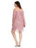 Lace Open Shoulder Dress In Light Pink