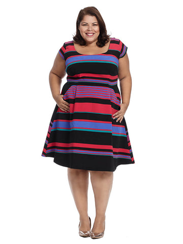 Ellieana Dress In Multi Stripe