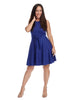 Sleeveless Tie Front Blue Fit And Flare Dress