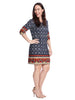 Navy And Red Border Printed Alyson Dress