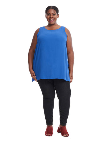 Crossover Slit Tunic In Blue