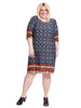 Navy And Red Border Printed Alyson Dress