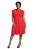 Flutter Sleeve Red Fit And Flare Dress
