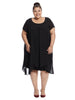 Short Sleeve Chiffon Overlay Black Dress