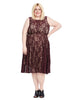 Pleated Fit And Flare Dress In Wine Lace