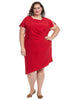 Short Sleeve Side Gathered Red Dress