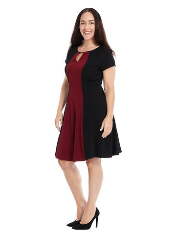 Colorblock Dress In Red And Black