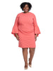 Flared Sleeve Sheath Dress In Pink