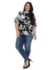 Ruffle Sleeve Blouse In Black And White Floral