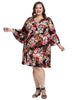 Bell Sleeve Floral Fit And Flare Dress