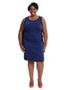 Sheath Dress In Cobalt And Black Houndstooth