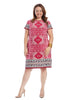Moroccan Palace Short Sleeve Shift Dress In Wine Print