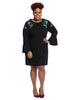 Flounce Sleeve Embroidered Dress In Black
