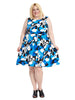 Blue And White Floral Fit And Flare Dress With Pockets