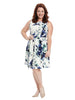 White And Blue Floral Print Dress