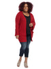 Long Sleeve Open Face Cardigan With Pockets In Red