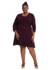 Textured Fit & Flare Sweater Dress In Wine