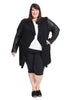 Draped Front Coat With Leather Sleeve Detail In Black