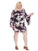 Shift Dress With Bell Sleeves In Floral Print
