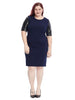 Short Sleeve Shift Dress In Navy And Black