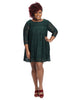 Pleated Front Lace Dress In Green