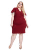 Red V-Neck Dress With Scallop Sleeves