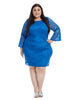 Lace Bell Sleeve Dress In Cobalt