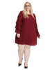 Shift Dress With Pleated Sleeve Detail In Dark Berry
