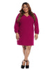 V-Neck Shift Dress With Blouson Sleeves In Orchid