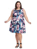 Seamed Scuba Floral Fit And Flare Dress