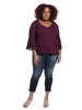 V-Neck Flare Sleeve Top In Eggplant
