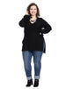 Black Sweater With Cross V-Neck Detail