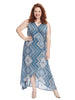 Sleeveless True Wrap Blue Print Annette Dress