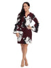 Tiered Sleeve Rose Printed Scuba Shift Dress