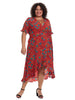 Ruffle Sleeve Red True Floral Wrap Dress