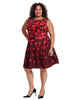 Floral Red Scuba Fit And Flare Dress
