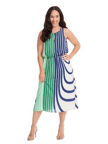 Blouson Dress In Swirl Print