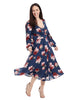 Empire Faux Wrap Dress In Navy Floral
