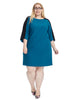 Colorblock Shift Dress In Teal