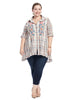 Embroidered Plaid Tunic Top