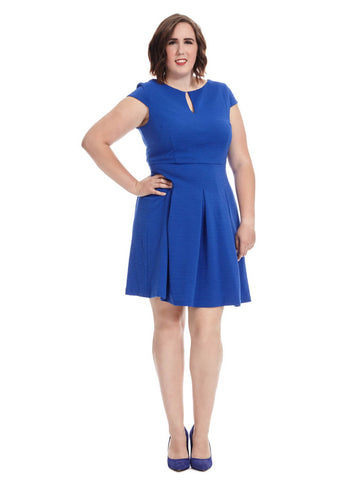 Short Sleeve Fit and Flare in Cobalt