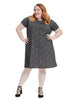 Short Sleeve Texture A-Line Dress In Grey & Black