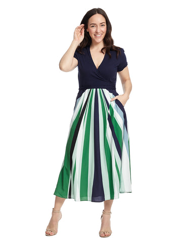 Abstract Stripes Fit And Flare Dress