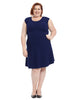 Cap Sleeve Fit And Flare Dress In Navy